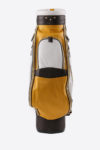 Imperial golf bag handmade in Italy with resistant and waterproof leather: front view white yellow dark brown