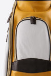 Imperial golf bag handmade in Italy with resistant and waterproof leather: leather and pocket detail white yellow dark brown