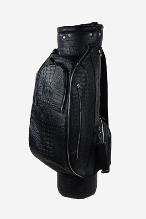 Wild Golf Bag black handmade in iItaly by Terrida vegetable tanned leather crocodile effect embossed leather
