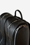 Wide Backpack Tennis Bag zip detail waterproof leather handmade in italy